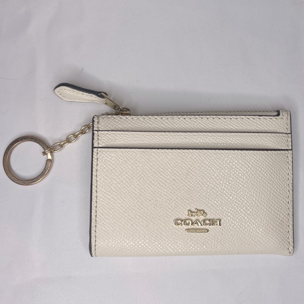 Coach Small White Leather Coin Purse Wallet
